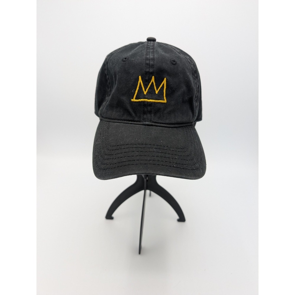 Basquiat X MAD Engine Gold Crown Hat, Strapback, Black And Cotton